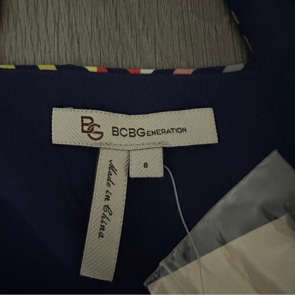 BCBGeneration Midnight Blue Multi Zebra Stripe Short Sleeve Mini Dress Sz 8 NEW‎ - Picture 6 of 9